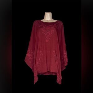 MONORENO embroidered burgundy oversized kimono style
